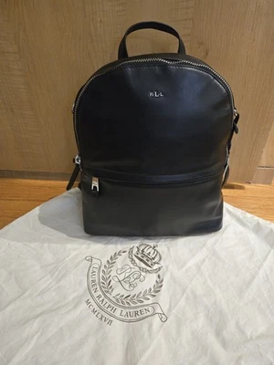 Mochila Polo Ralph Lauren de cuero suave y liso negra Foto 1 de 4