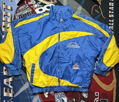Chaqueta cortavientos vintage St Louis Rams LA NFL Pro Line grande para hombre Foto 1 de 4