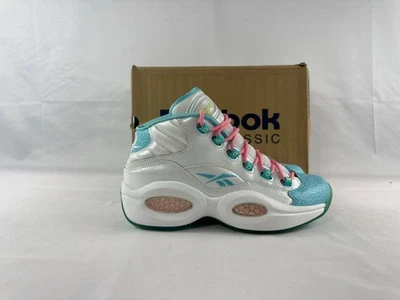 Zapatillas Reebok Question Mid Blanco/Azul-Rosa-Ralladura Limón Juvenil Talla 7Y M43195 Foto 1 de 4