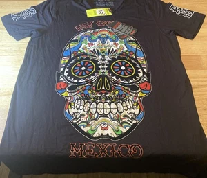 Camicia Ay Guey Uomo Teschio Stampa Grafica Dia De Los Muertos Manica Corta TAGLIA L - Foto 1 di 12