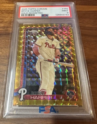 Bryce Harper 2025 Topps cromo oro geométrico Phillies #/50 PSA 9 como nuevo Foto 1 de 2