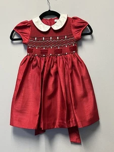 Charter Club Red Smocked Holiday Dress Peter Pan Collar—3T - Picture 1 of 5
