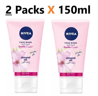 NIVEA Gentle Face Wash for Dry Skin | Hydrating Cleanser with Almond Oil 2X150ml - Image 1 of 4