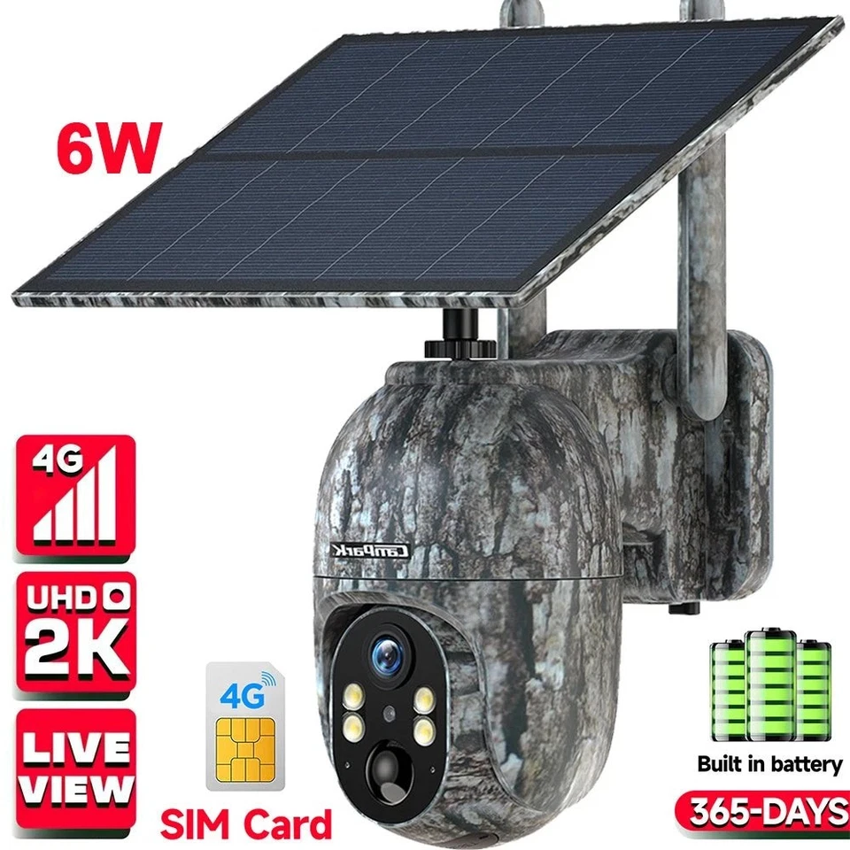 4G LTE solar game camera hunting camera surveillance camera night vision IP66 360° view - Image 1 of 4