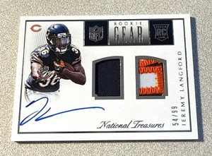 Panini National Treasures RC Gear 2015 automático #RNG-JL Jeremy Langford Bears/99 - Imagen 1 de 2
