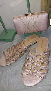 ROLAND CARTIER FLAT HEELED LIGHT ROSE PINK STRAPPY SHOES& MATCHING BAG UK 5 EU38 - Picture 1 of 8