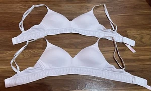 2 Victoria’s Secret PINK Wear Everywhere Lightly Lined Wireless Bras 32A White - Picture 1 of 23
