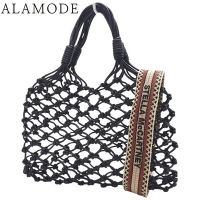 Auténtico bolso de mano Stella McCartney de malla bidireccional negro cuero vegano plateado Foto 1 de 4