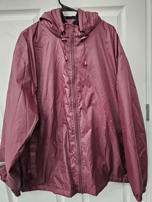 Chaqueta Totes Para Hombres 3XL Borgoña Con Capucha Forrada de Vellón Cremallera Rompevientos Abrigo de Lluvia Foto 1 de 4