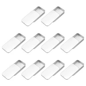 10Pcs Slide Top Tin Containers, 3"x2"x0.6" Mini Metal Empty Tins Box, Silver - Picture 1 of 7