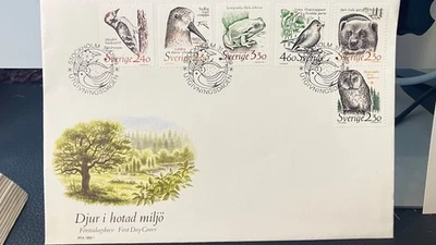 inusual Suecia FDC para Sc. 1723-1728 Juego de 6 especies en peligro de extinción, 1989 Foto 1 de 4