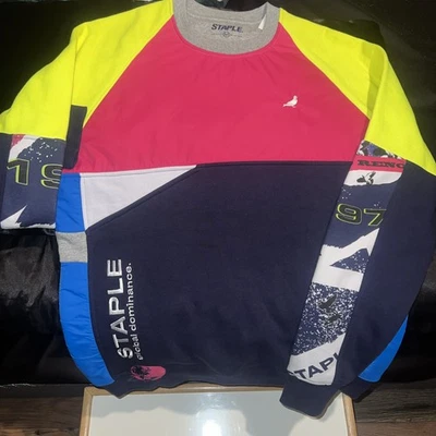 Staple Brand Pigeon Multicolor Crewneck Sweatshirt Mens Size M Heavy Winter - Image 1 of 4
