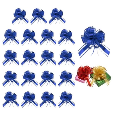 20 Pcs Large Pull Bow Gift Wrapping, 9 Inch Ribbon Organza Dark Blue Bows Foto 1 de 4
