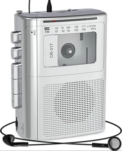 Reproductor de casete portátil grabadora con transmisor Bluetooth reproductor AM FM CR-317 - Imagen 1 de 2