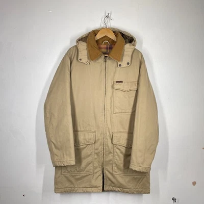Marlboro Barn Coat Mens M Beige Blanket Lined Jacket Hooded Vintage Chore — 第 1/4 张图片
