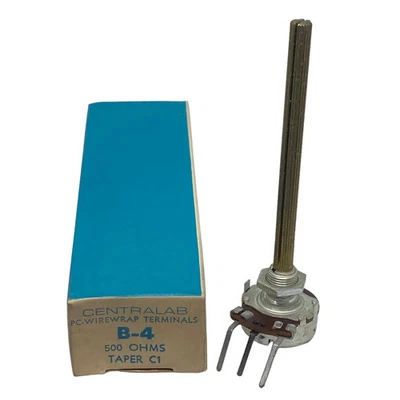 500Ohm 500R Long Shaft Taper Potentiometer Wirewrap Terminals B-4 Centralab - Image 1 of 2