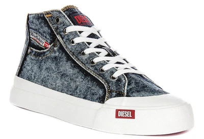 DIESEL Athos Medio Hi Vaqueros Cordones Hombre Zapatillas En Marino Blanco GB 6 - Imagen 1 de 4