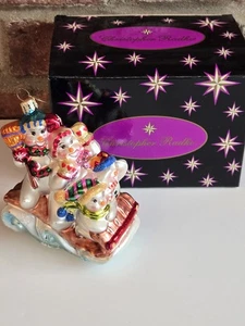 Vintage Christopher Radko “Family Outing” Snowmen Blown Glass Ornament W Box  - Picture 1 of 17