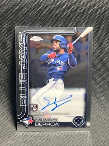 2025 Topps chrome Steward Berroa ROOKIE BASE Auto Toronto Blue Jays - Picture 1 of 4