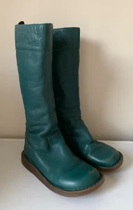 Dr Martens Vintage Elena Knee High Green Soft Leather Zip Tall Boots Uk 5 - Picture 1 of 17