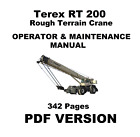 Terex RT200 RT 200 Rough Terrain Crane Operator & Maintenance Manual - PDF