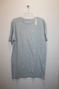 VICTORIA'S SECRET SLEEPSHIRT 100% COTTON CREW NECK GRAY HEATHER PINK SIZE M/L - Picture 1 of 5