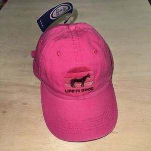 Life Is Good Pink Horse Sunset Baseball Cap Hat NWT - Picture 1 of 7