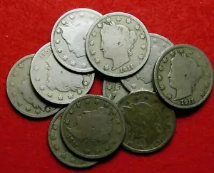 1911 Liberty Nickel G+ 10-coin lot =/4 ROLL #22001911 - Picture 1 of 2