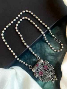 Black Polish costume Oxidized Pendant Necklace - Picture 1 of 2