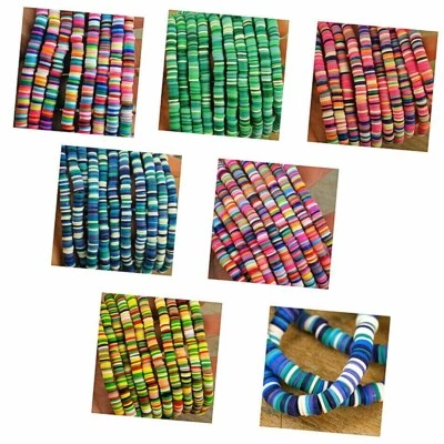 Polymer Clay Beads Flat Round Disc 6mm Heishi 1mm Wide Approx 320 Beads Strand - Image 1 of 4