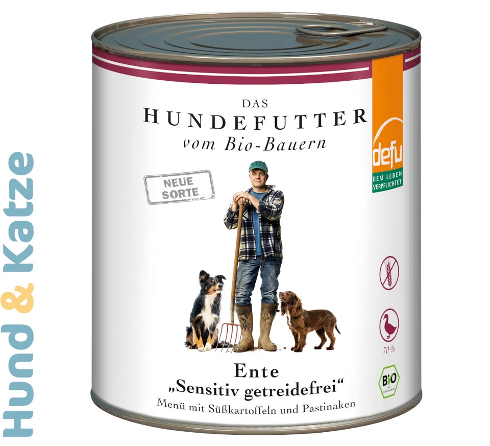 6x820 g defu BIO-NASSFUTTER SENSITIVE ENTE GETREIDEFREI MONO-PROTEIN V. DEMETER - Bild 1 von 1