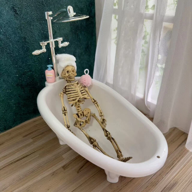 1 Juego Mini Baño Mini Bañera Esqueleto Accesorios Miniaturas Casa de Muñecas Escala 1:12 Foto 1 de 4
