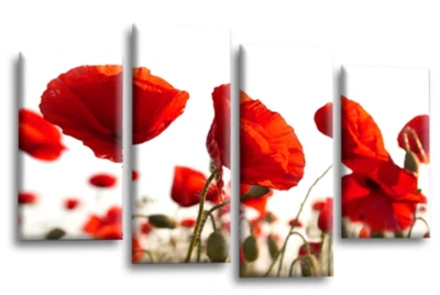 Floral Wall Art Red Rose Living Room Framed Split Canvas Picture Flower Print03 - Image 1 of 4