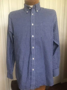 DOCKERS Battery Street EUC Navy & White Check Long-Sleeve Cotton Shirt Medium - Picture 1 of 8