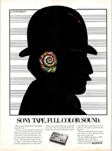 1981 Sony EHF Cassette Full Color Sound Vintage Print Ad Man Bowler Hat Wall Art - Picture 1 of 2