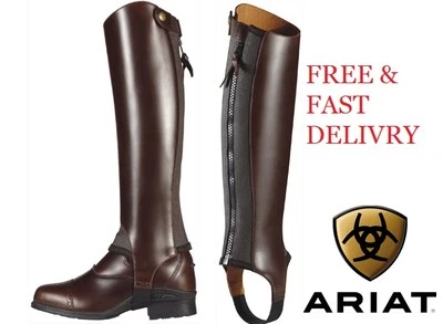 Ariat Close Contact Chaps Leather Half Chaps Gaiters -  Waxed Chocolate / Black - Image 1 of 4