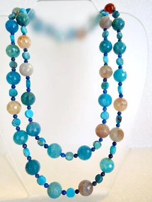 Jay King DTR Faceted TURQUOISE & QUARTZ BEADED Long Continuous Strung NECKLACE - Image 1 of 4