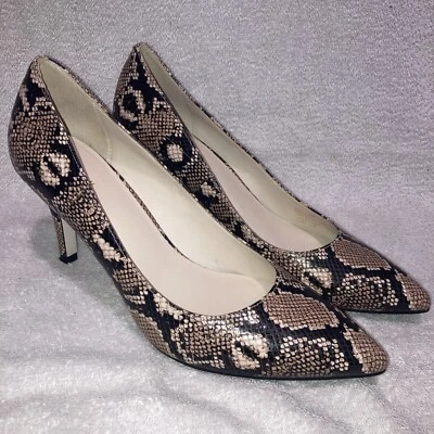 Cole Haan Grand Leather Snake Print Pointed Toe Heeled Pumps Shoes Size 10AA - Image 1 of 4