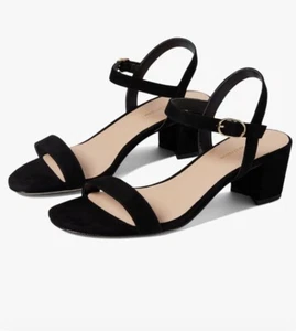 NEW $475 Stuart Weitzman Tibby 50 mm Block Heel Sandal Black Suede Size 6.5 - Picture 1 of 14