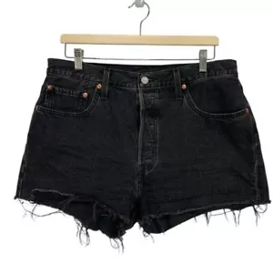 Levi's 501 Cut Off High Rise Denim Button Fly Jeansshorts schwarz Größe 32 - Bild 1 von 9
