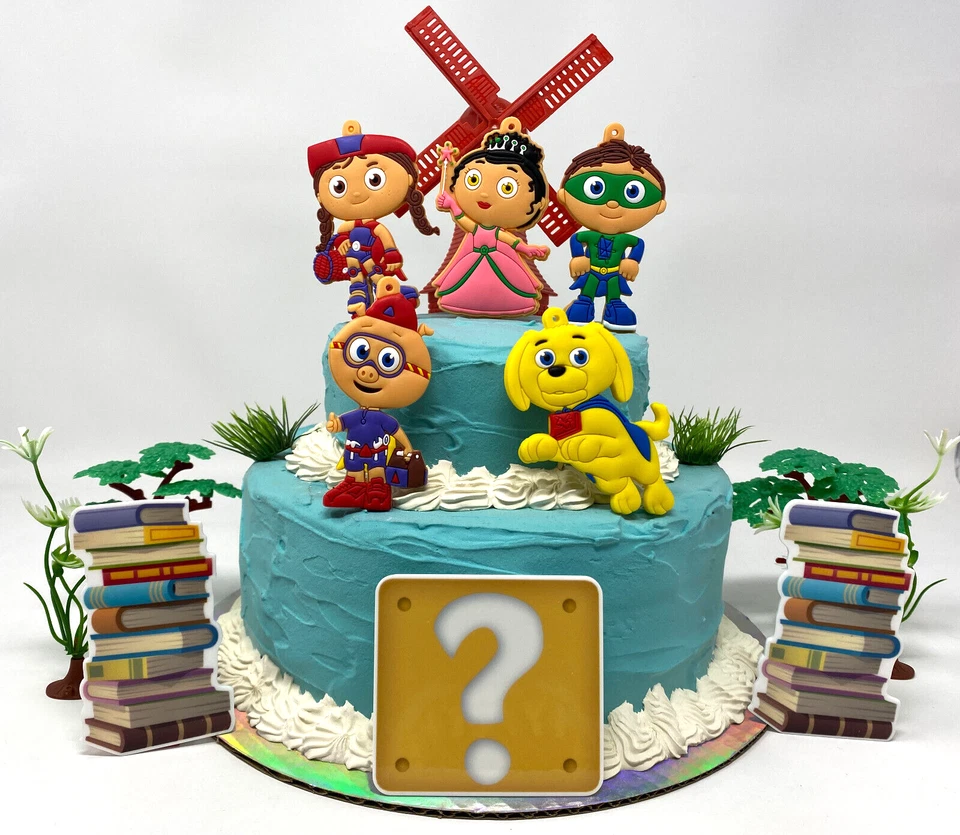 Super Why Birthday Cake Topper Set Brand New Featuring Red and Princess Pea - Image 1 of 4