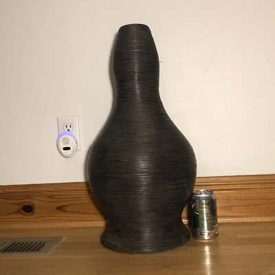 Jarrón grande lápiz caña alto 22,5” MCM doble calabaza bambú oscuro mesa de piso Foto 1 de 4