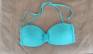 Ardene Swim Women Bikini Swimsuit Top XL Aqua Blue Eyelet Padded Bra from Italy - Picture 1 of 12
