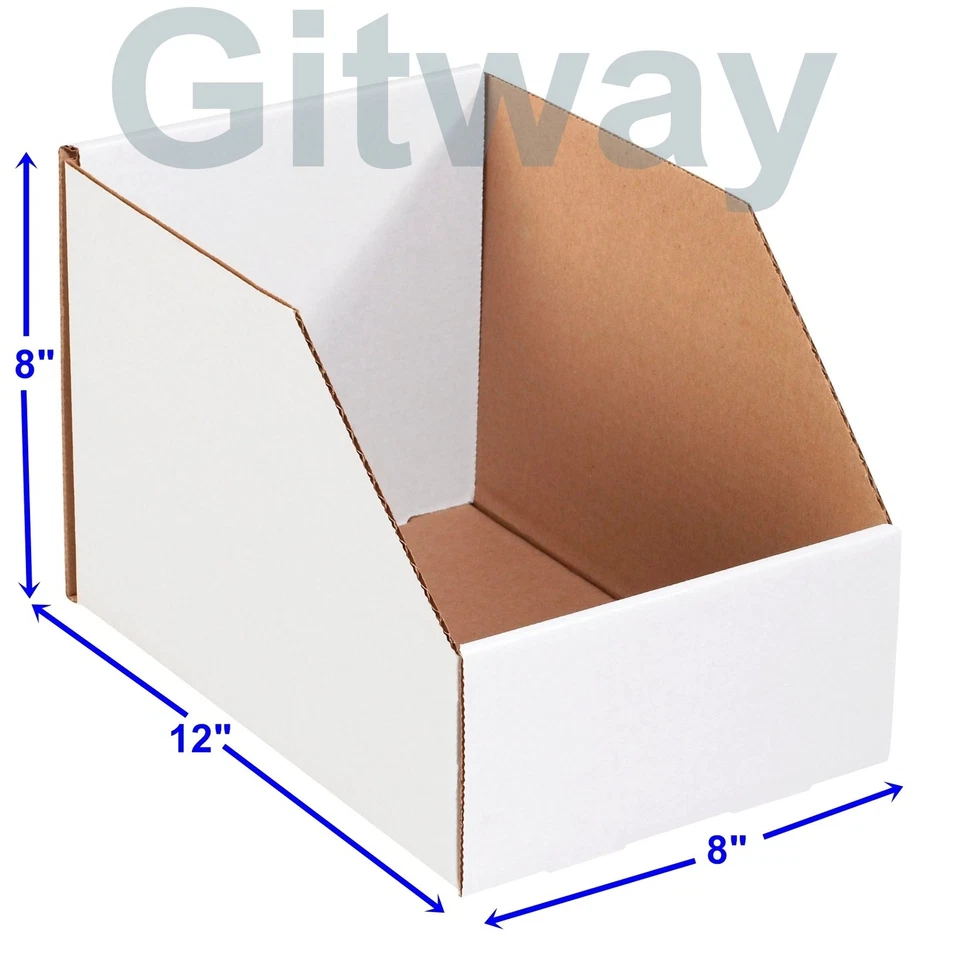 AVIDITI 25 pcs 8" X 12" x 8" Corrugated Cardboard Open Top Storage Parts Bin Bins Boxes