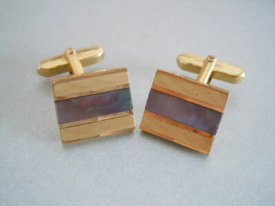 Manschettenknöpfe Perlmutt Amerik S Double vergoldet Goldton 15,7 g/1,7 x 1,4 cm - Bild 1 von 4