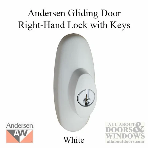 Keyed Lock Assembly, Andersen Tribeca Gliding Door, RH - White Cover