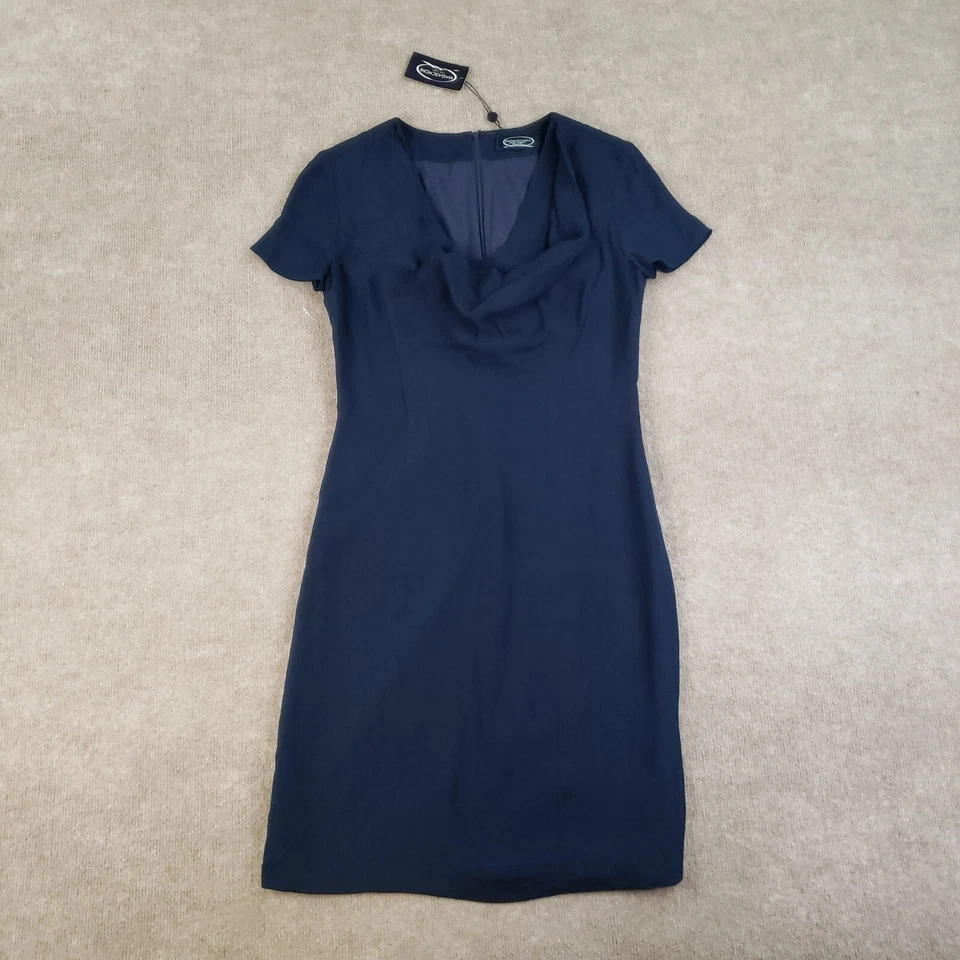 Vestido Magaschoni Para Mujer Pequeño Azul Cuello en V Informal Funda Seda Cremallera Forrado Foto 1 de 4