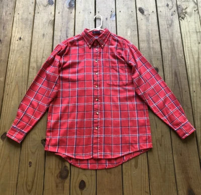 Ivy Crew men's LT bright red plaid long sleeve button up flannel shirt - Image 1 of 4