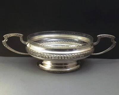 DUPOUY GRANDE COUPE CENTRE DE TABLE ART NOUVEAU METAL ARGENTE ET VERRE DEBUT XX° - Photo 1/4