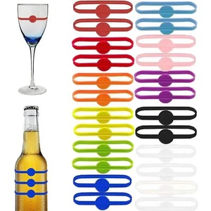Stretchable Drink Markers 24pcs Wine Glass Markers Drink Identifiers For Glasses - Picture 1 of 6